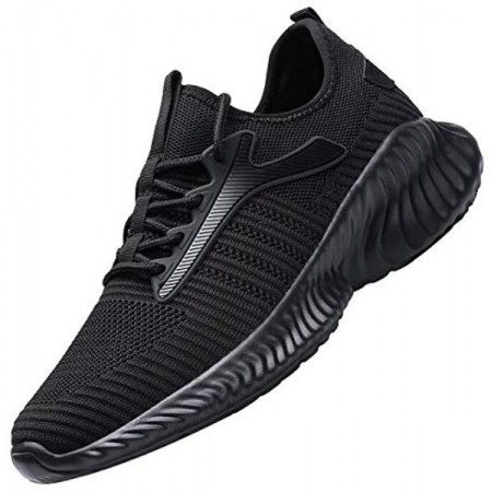 Mens Running Shoes Slip On Walking Shoes Fashion Breathable Sneakers Mesh Soft Sole Casual Athletic Lightweight Black