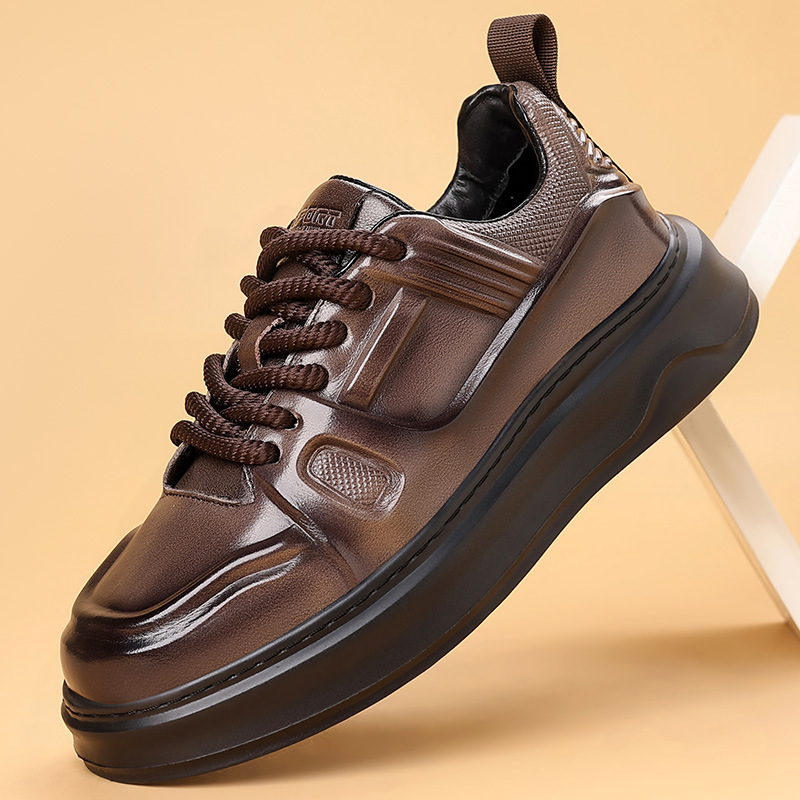 Men's Leather Thick-soled Casual Sneakers